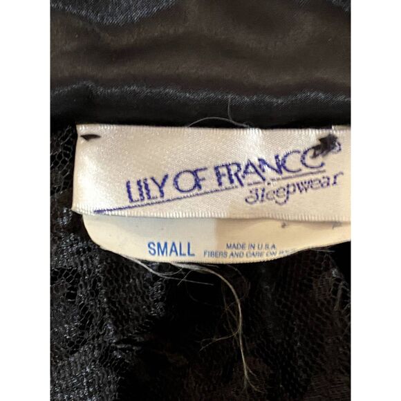 Vintage 90s Lily of France Sleep Shirt SMALL Jacquard Satin Lace Trim Nightgown - Picture 10 of 10